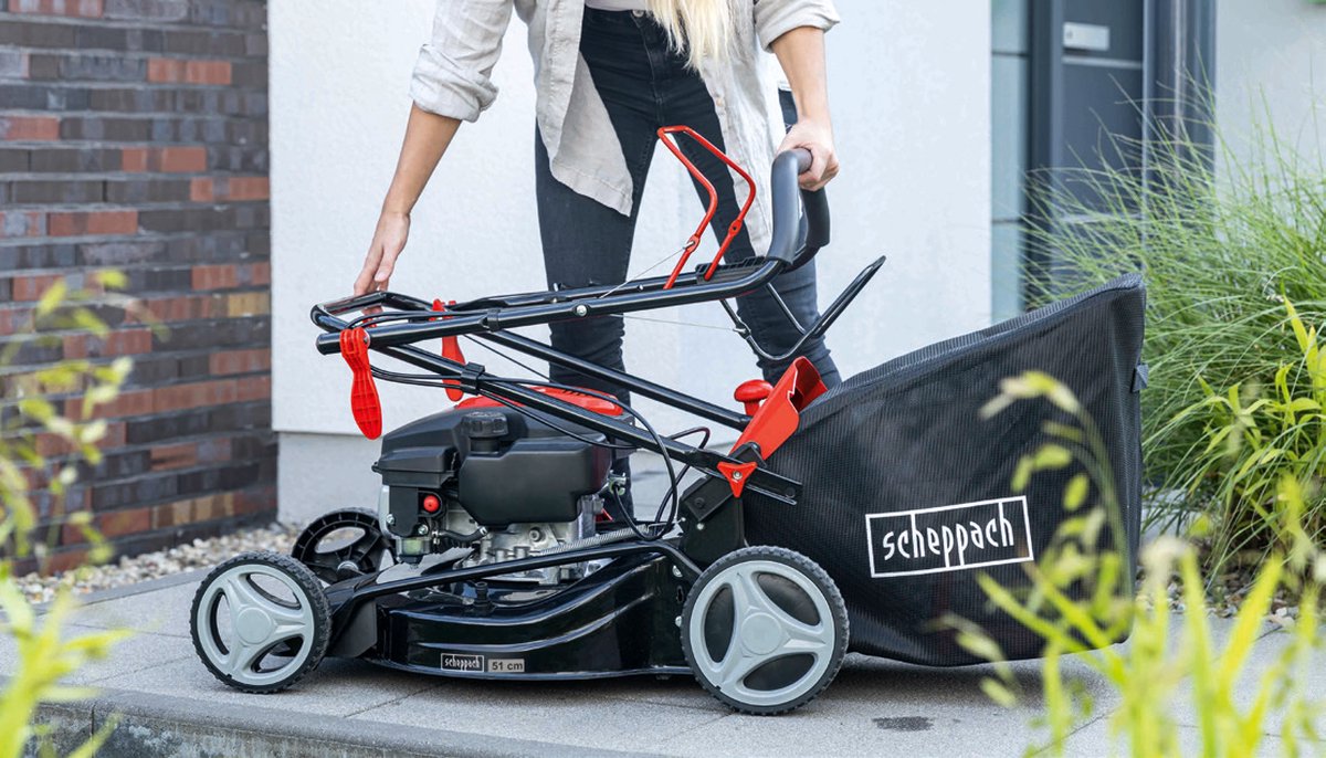 Scheppach Grasmaaier Benzine MS161-46 - Zelfrijdend - Mulchfunctie - 46cm maaibreedte - 4-takt - 150cc - 3,5pk - Voor tuinen tot 1000m² - met 55L opvangbak – foto 7