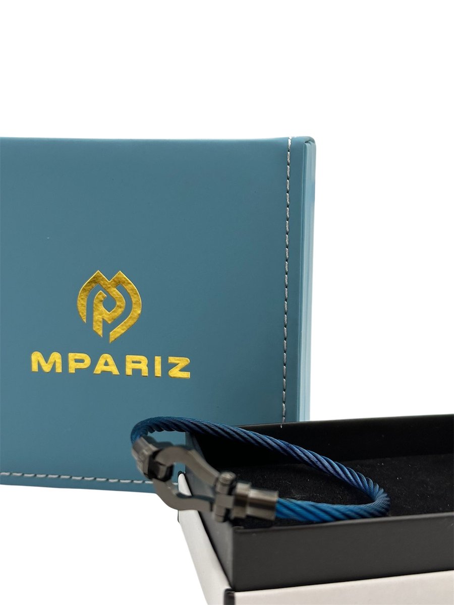 Fred Armband -Draad Blauw & Zwart - Luxe Armband - RVS
