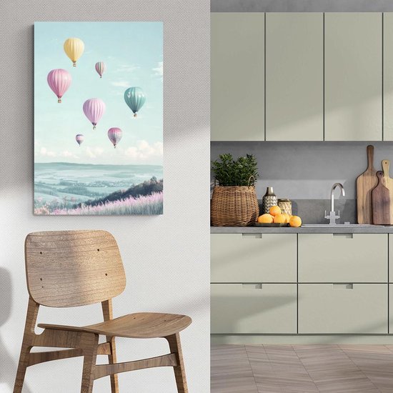 Affiche de montgolfière | Affiche pastel | Affiche Aventure | Affiche de voyage | Affiche douce | Affiche colorée | Affiche d'été | Affiche aérienne | 50x70cm | Décoration murale | Affiche murale | S4554 | Convient pour l'encadrement