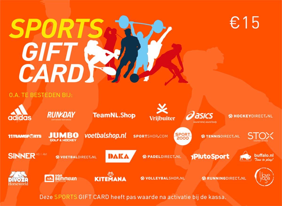 Oranje Sports Gift Card - Cadeaukaart 15 euro