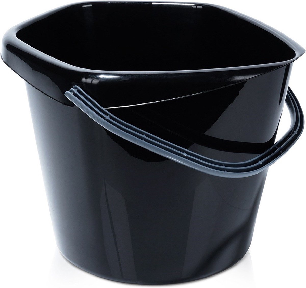 Goedkoopste Emmer Plastic Zwart 14 l - met Handgreep - Huishoudemmer