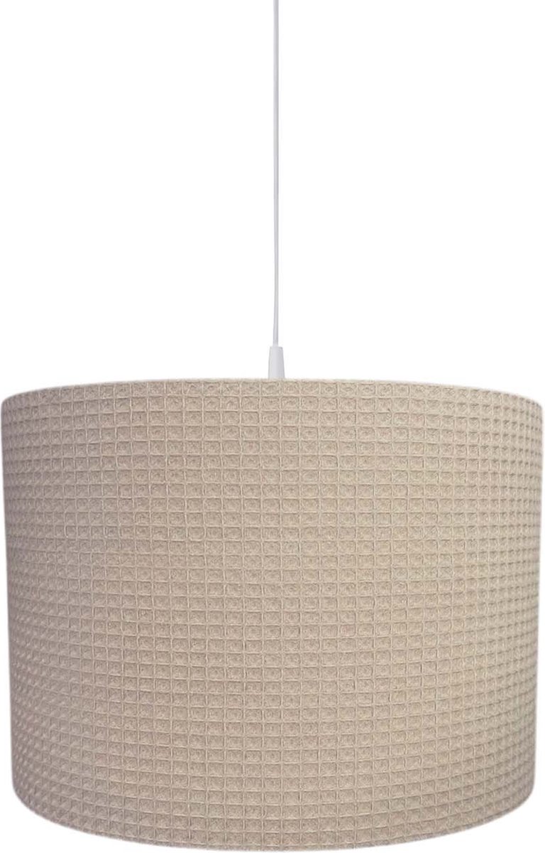 BINK Bedding Hanglamp/Lampenkap Pique Wafel Zand 30 cm inclusief pendel - katoen - wafelstof - kinderkamerverlichting - hanglamp babykamer - uni hanglamp - lamp kinderkamer - beige - zandkleurig