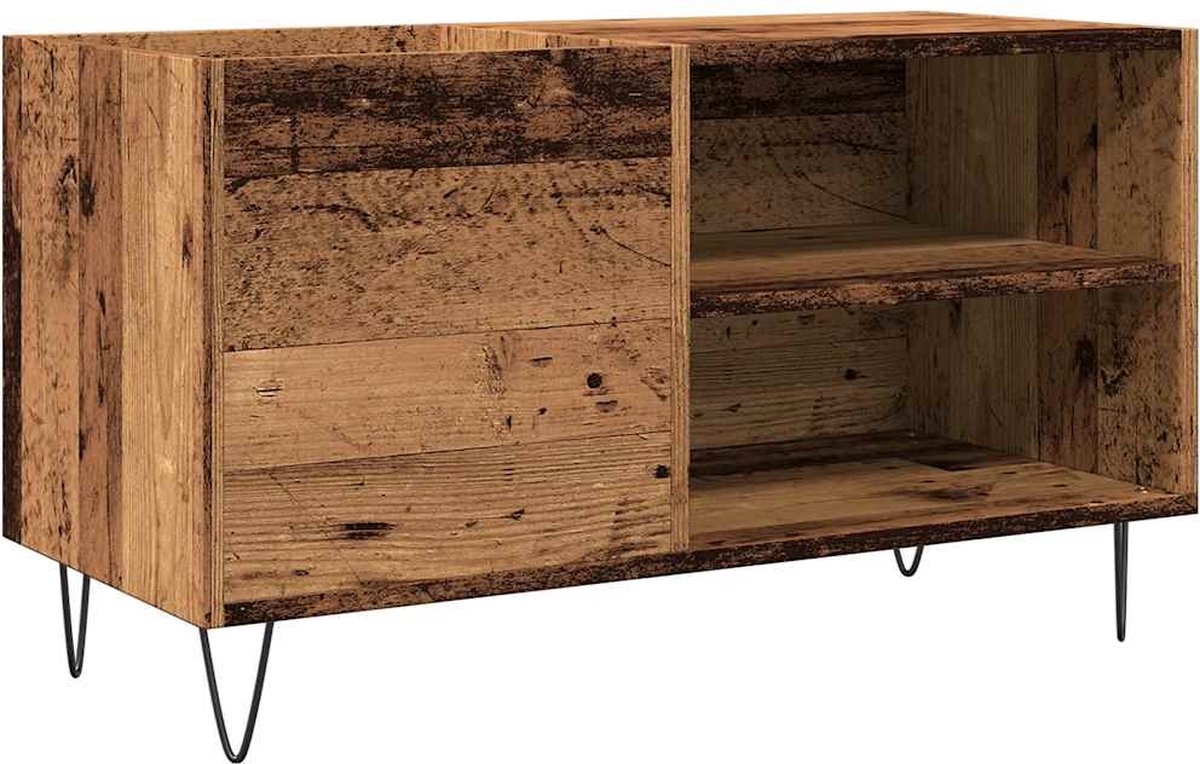 vidaXL - Platenkast - 84,5x38x48 - cm - bewerkt - hout - oud - houtkleurig