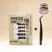 KYRO BEAUTY Press On Lashes verpakking naast een zwart pincet.