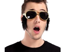 Gouden Bril met Bakkebaarden - Grappige Bril - Disco - Fout Feest - Party