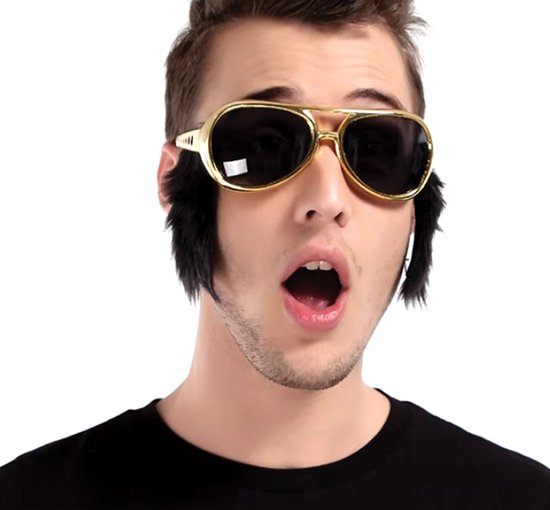 Gouden Bril met Bakkebaarden - Grappige Bril - Disco - Fout Feest - Party