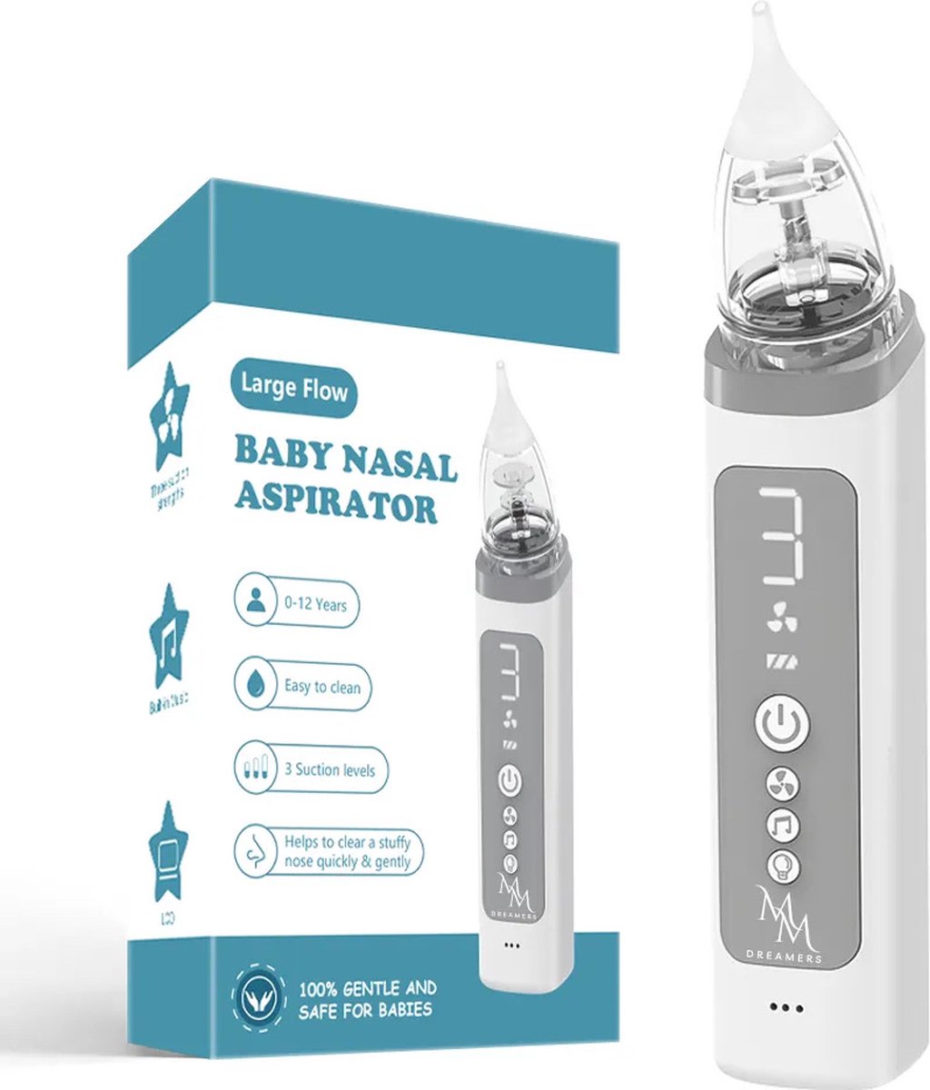 Goedkoopste MM Dreamers Elektrische Neusreiniger voor Baby's met Muziek en licht - Neuspeer - Aspirator - Neuszuiger - USB oplaadbaar - 3 standen