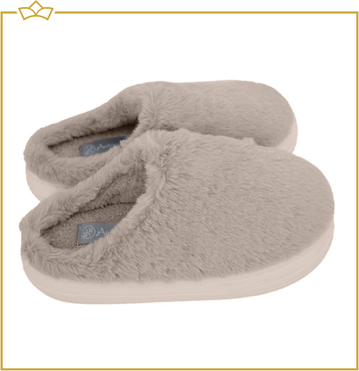 ATTREZZO® Pantoffels dames - Extra zacht - Sloffen - Beige - Maat 40-41