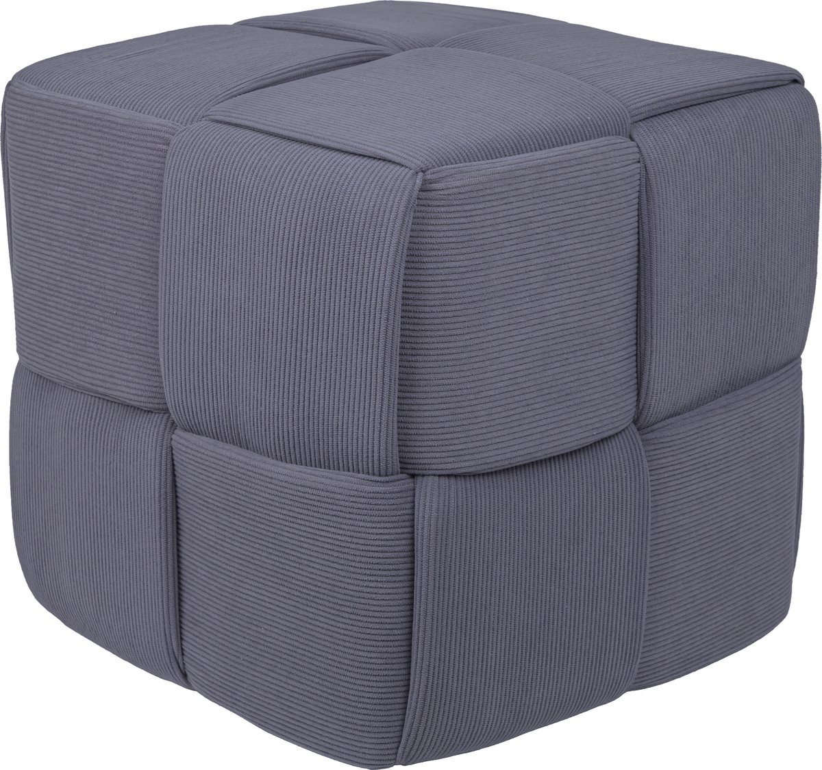 QUVIO Grijze poef met gestofferd blokdesign - Vierkante zitpoef - Moderne zitkruk - Decoratief interieurstuk - Trendy woonaccessoire - Zitkubus - Corduroy - Ribstof - 35x35 cm - Grijs