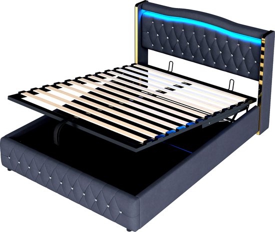 Gestoffeerd bed 140 x 200 cm, met opbergruimte, zonder