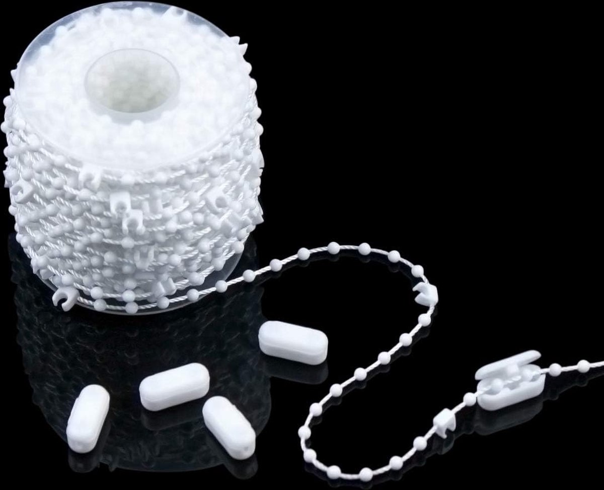 Vouwgordijn Ketting - 20M - met 5 paringsconnectoren - Rolgordijn ketting - Gordijn Onderdelen - wit - plastic - voor 89 mm lamellen - Voor reparatie rolgordijnen Shades – foto 5