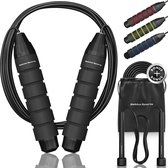 Sebba Sports ® - Springtouw Volwassenen - Verzwaard en Verstelbaar - Inclusief Speedrope en Draagzak - Jump Rope - Crossfit - Sport en Fitness - 380 gram - Zwart