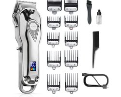 Professionele Tondeuse - Tondeuse Mannen - Draadloze Tondeuse - Tondeuse hoofdhaar - Haartrimmer - Tondeuses - Zilver - Trimmer Mannen - Complete Set