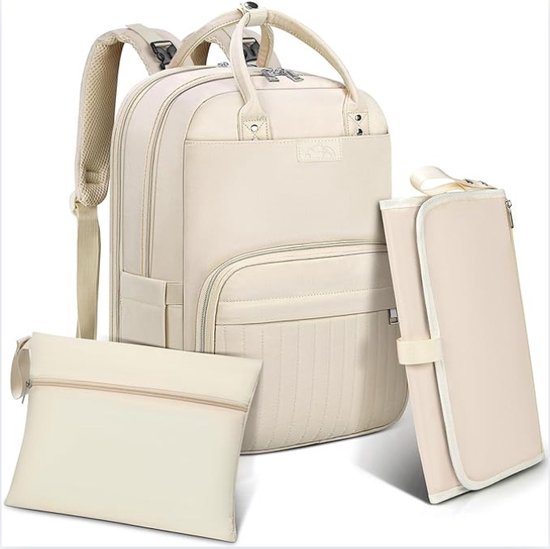 Babyluierrugzak, grote luiertas, rugzak met kinderwagenriemen en luierkussen, voor onderweg Luiertas, babytas, zwart