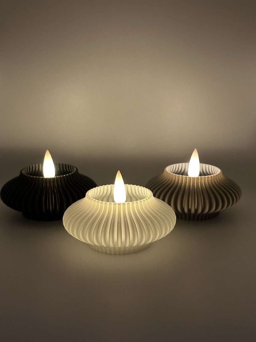 Ripple Tealight Holder - Black - 3-Pack