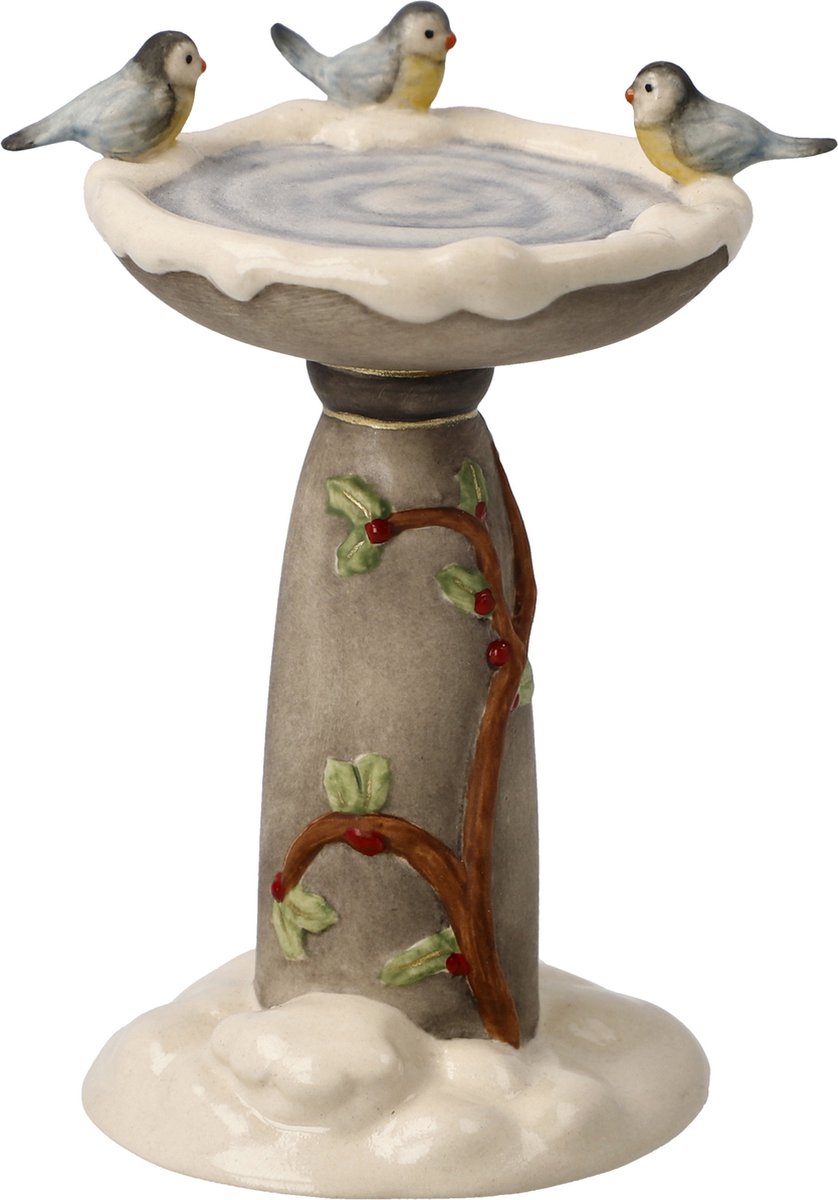 Goebel - Kerst | Decoratief beeld Wintervogelbad | Aardewerk - 8cm