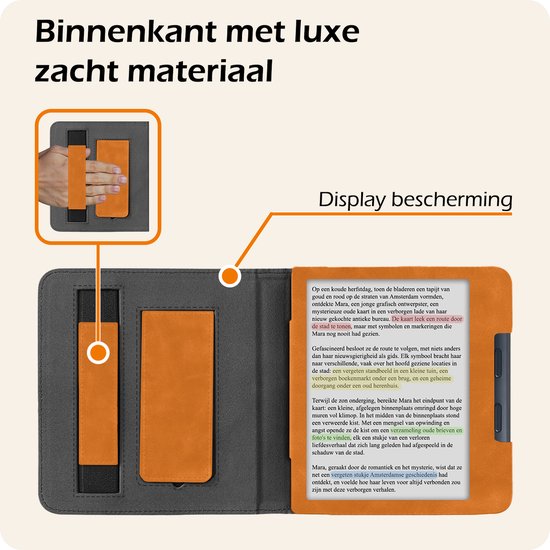 Hoesje Geschikt voor Kobo Libra Colour Lederen Hoes Book Case - Hoes Geschikt voor Kobo Libra Colour Hoesje Book Cover Leer - Bruin van Hoesje  — afbeelding 3