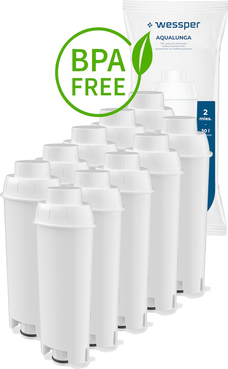 Waterfilter compatibel met DeLonghi DLSC002 - SER3017 - 5513292811 - incl. versies van de ECAM, ESAM, ETAM Serie - 10 stuks
