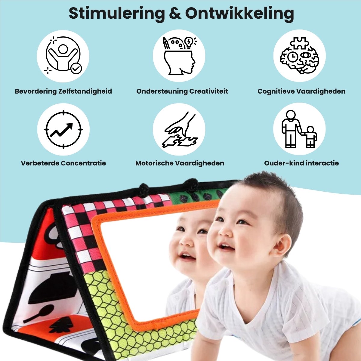 Boncy® Knisperboekje Baby - Speelgoed Tummy Time - Buikligtrainer - Montessori Boekjes eerste jaar 0 1 2 - Boek 6 maanden - Babyboek buggyboekje - Babyspeelgoed - Box Activiteitenboek — afbeelding 10