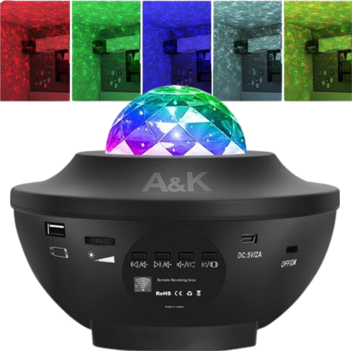 A&K Galaxy – Sterrenprojector Baby – Bluetooth Nachtlamp met Timer