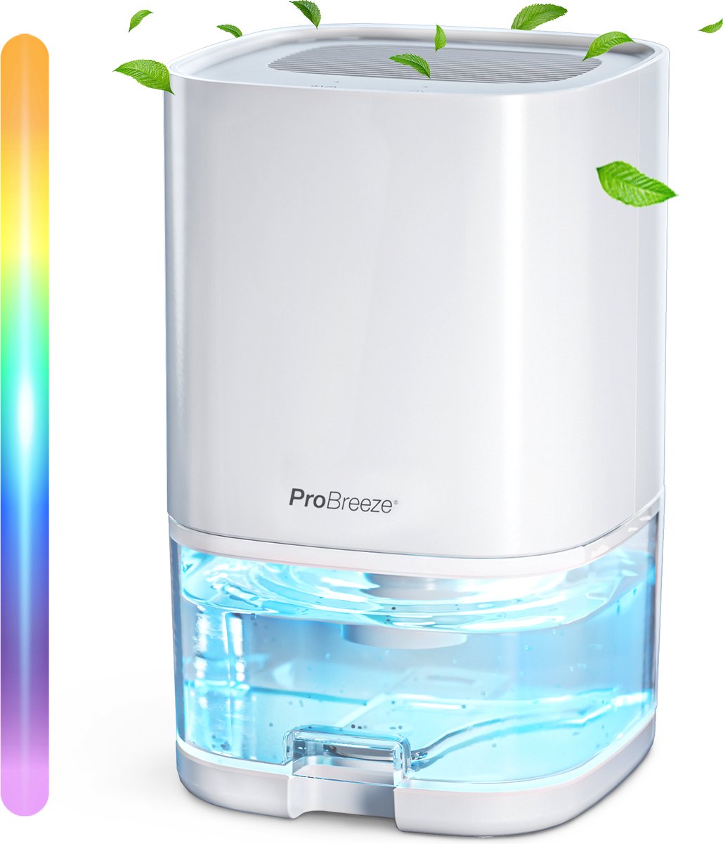 Pro Breeze 1000 ml Luchtontvochtiger, Automatische Uitschakeling, LED Verlichting - Dehumidifier - Schimmel en Vocht Verwijderen in de Slaapkamer, Badkamer, Garage of Kelder