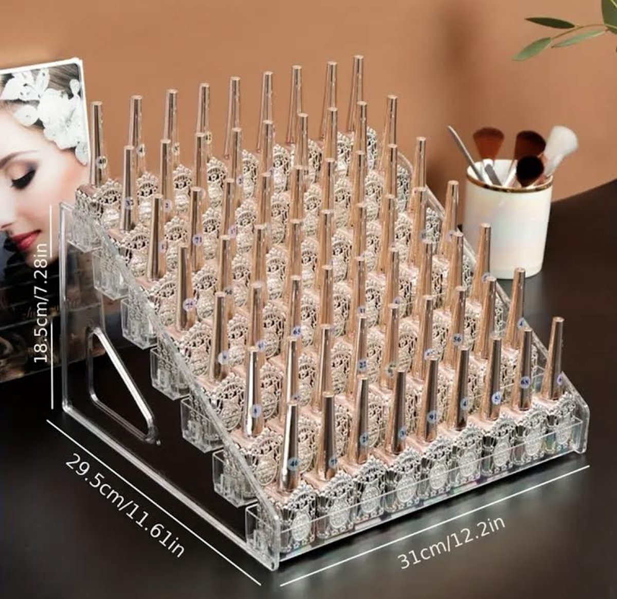 Flavers - make up organizer ,31 cm display riser rek, 7-traps acryl riser displaystandaard ,transparante acryl organizer, tafelrek voor make-uptafel, cupcake, parfum, skincare, cosmetica, sieradenstandaard, display standaard, presentatie standaard,