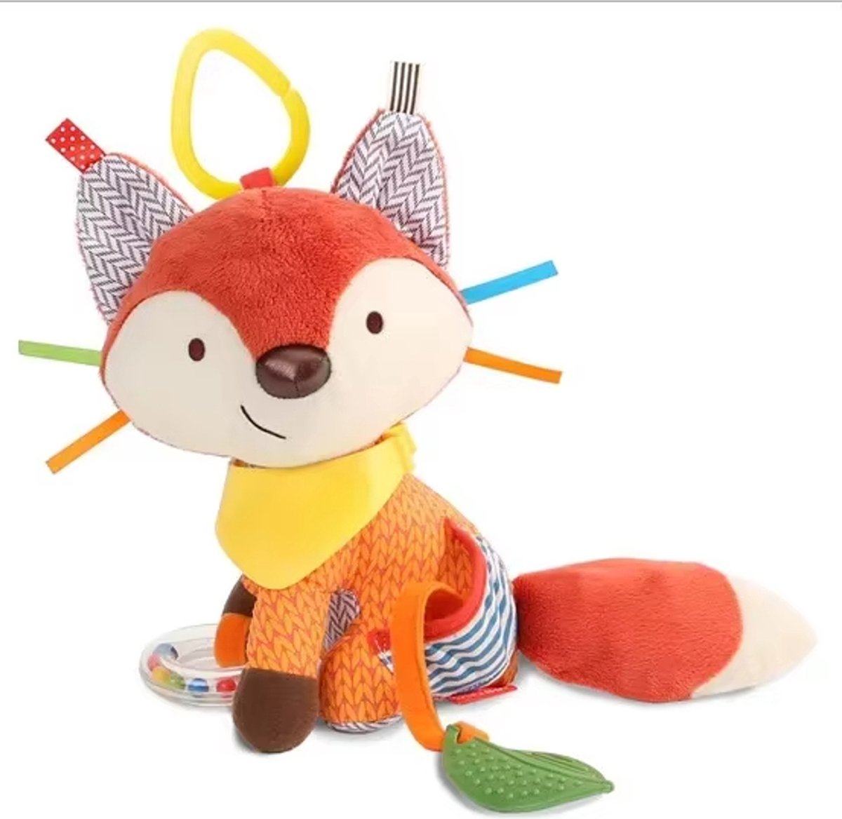 baby rammelaar vos - ontdek en leer vos - babyknuffel - sensomotorische knuffel - knisper speelgoed