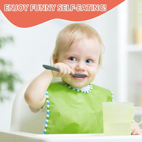 Siliconen Baby Lepeltjes - 6 Stuks - Kinder Lepeltjes - Bpa Vrij - Bestek Lepel - Soft Spoons - Baby Bestek - Kinderbestek - Voeding Lepel - Lepels Voor Leren Eten Met Bestek - Eetlepel van Little Dutch — afbeelding 5