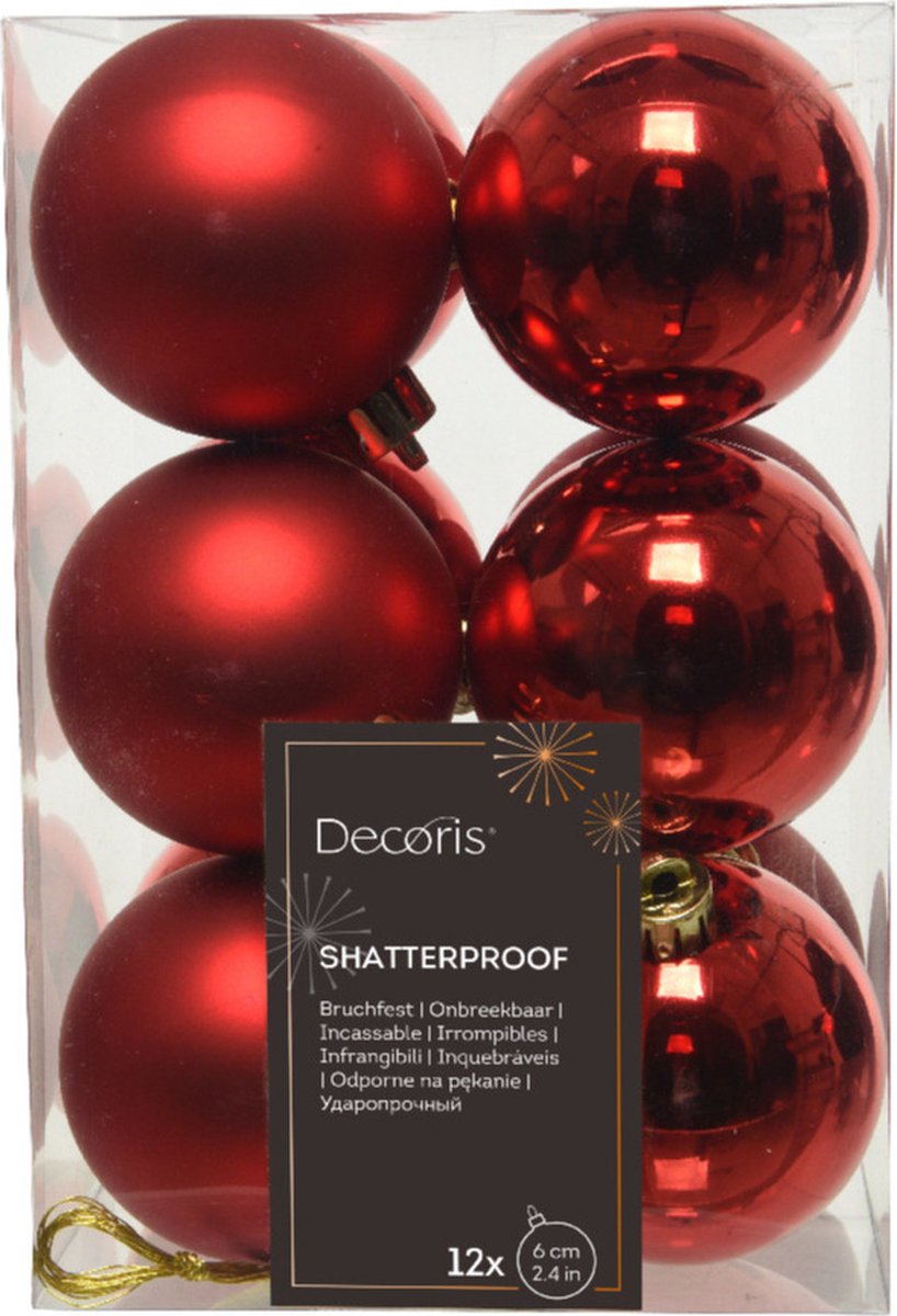 Cosy&Trendy kerstballen - 12 stuks - 6cm - kunststof