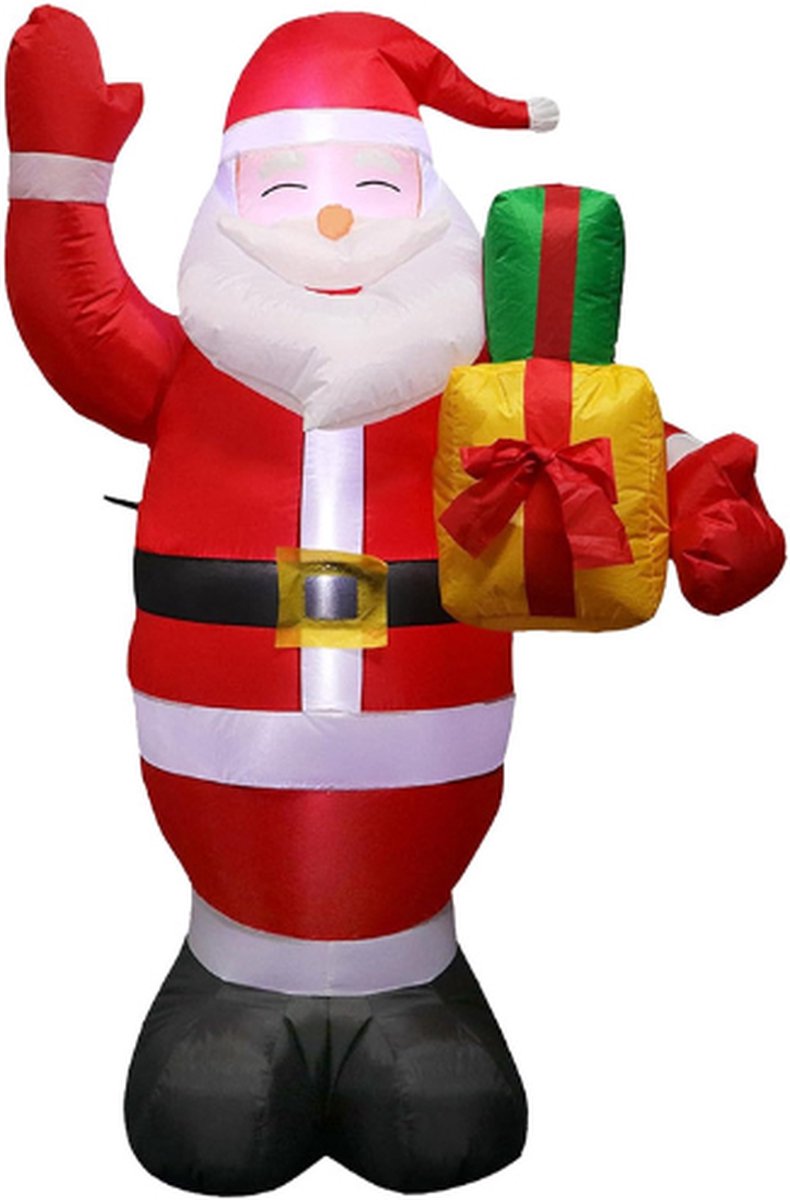 Kerst Opblaasbare Kerstman Decoratie - Met LED Verlichting - Grote Opblaasbare Santa Voor Tuin en Buiten - Kerstversiering Voor Gazon, Tuin, Patio en Binnen
