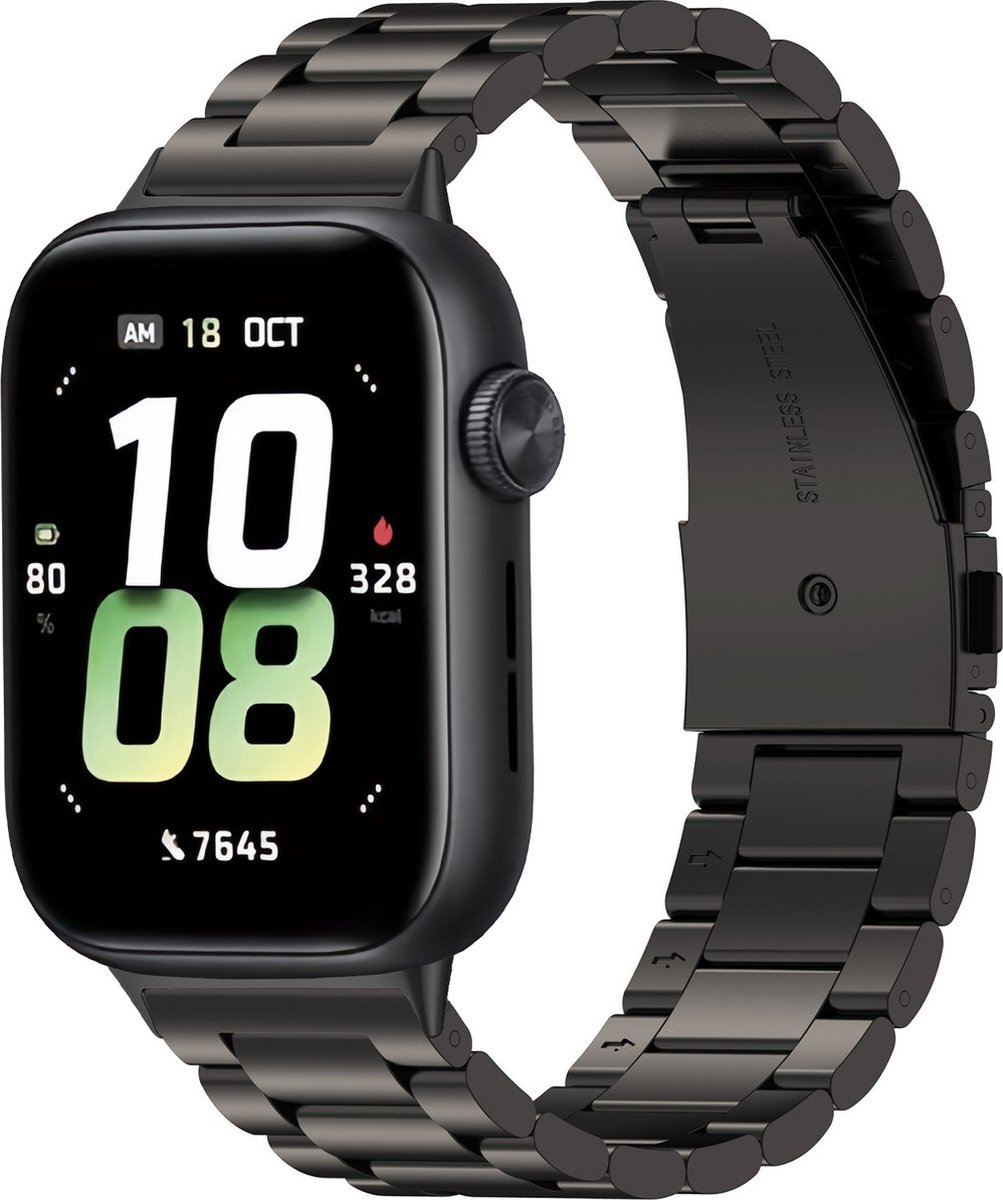 Strap-it Stalen schakel band - geschikt voor Honor Watch 5 (zwart)