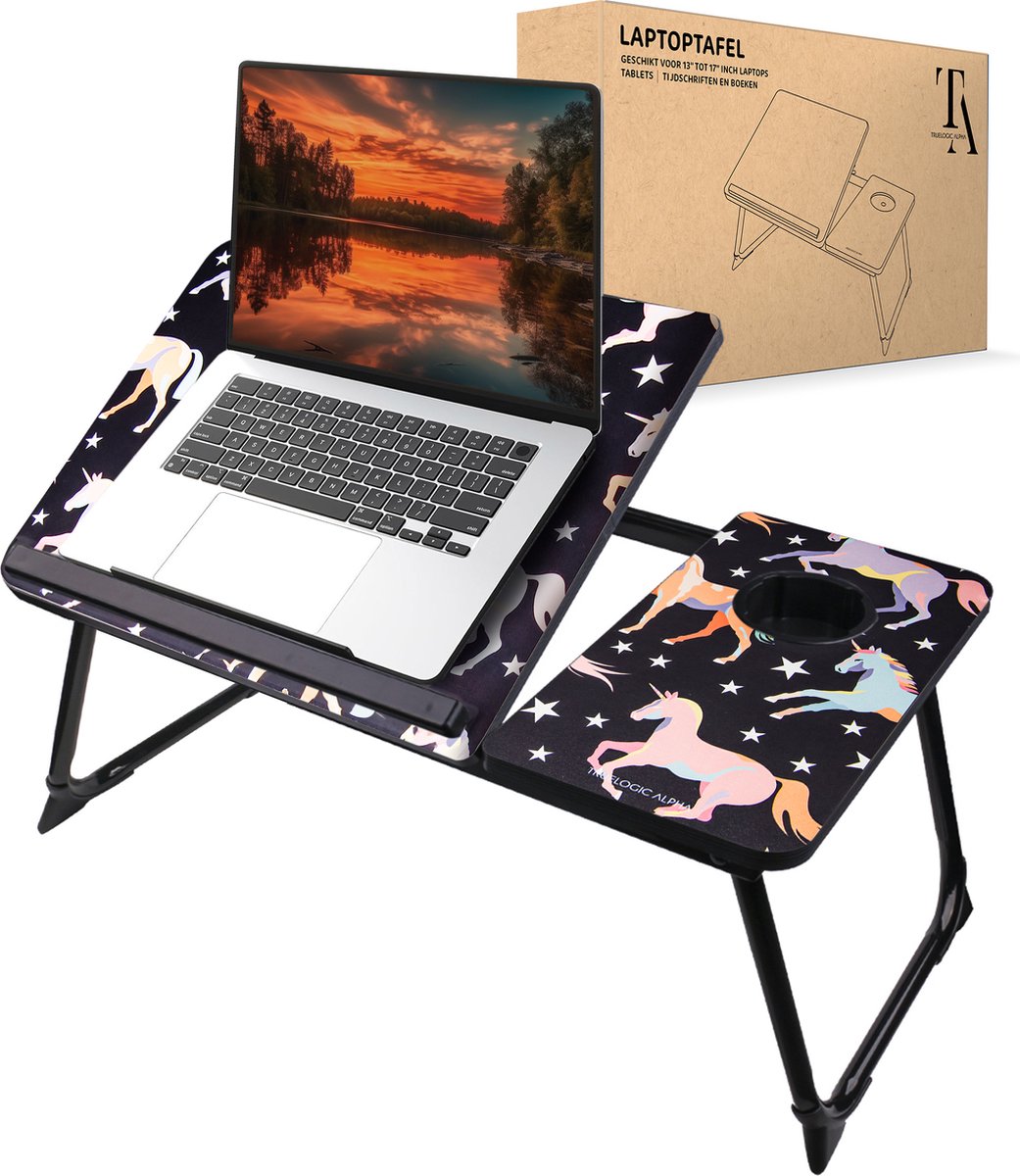 TrueLogic Alpha Bedtafel - Laptoptafel - Laptop standaard - Voor laptops t/m 17 inch - Ontbijttafel - Ontbijt op bed - Unicorn Magic