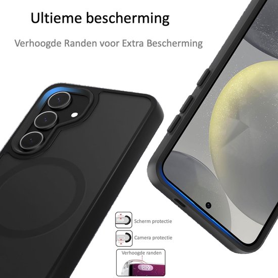 Coque adaptée pour Samsung Galaxy S24 Ultra Magsafe - Coque Antichoc - Zwart Mat