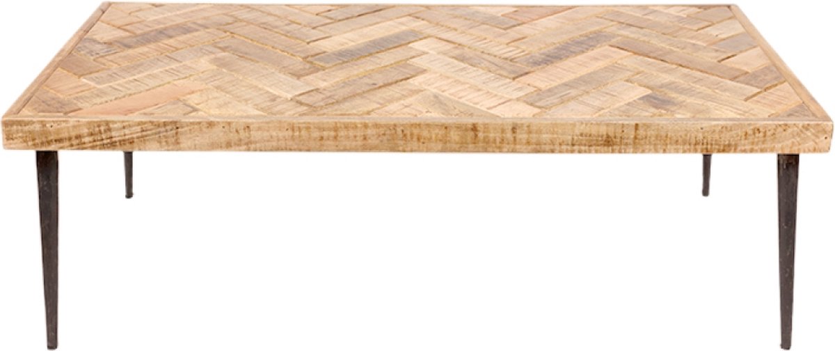 OHNO - Omos Koffietafel/ Salontafel - Hout - Visgraatlook - Zwart Metalen poten