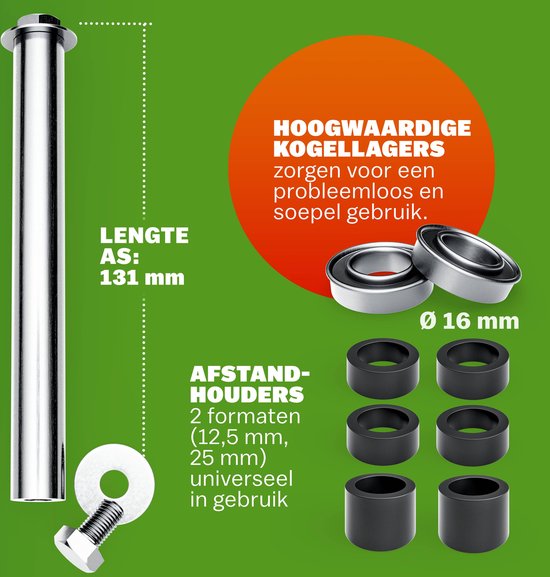 Kruiwagen Wiel - PU-schuim Inclusief As - Geel Rood van Merkloos	 — afbeelding 3