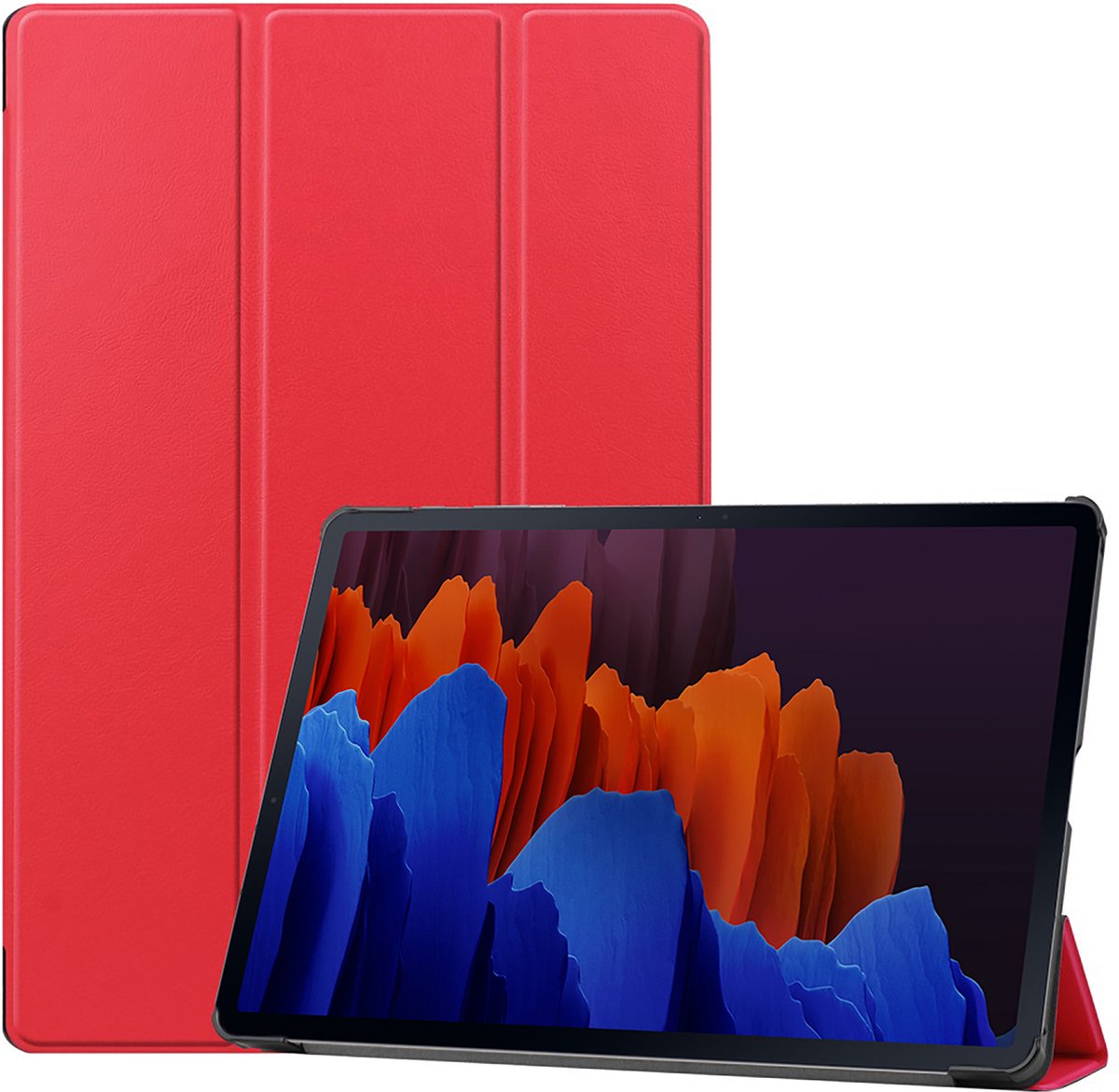 Cazy tablet Hoes geschikt voor Samsung Galaxy Tab S7 Plus - TriFold Bookcase - Rood