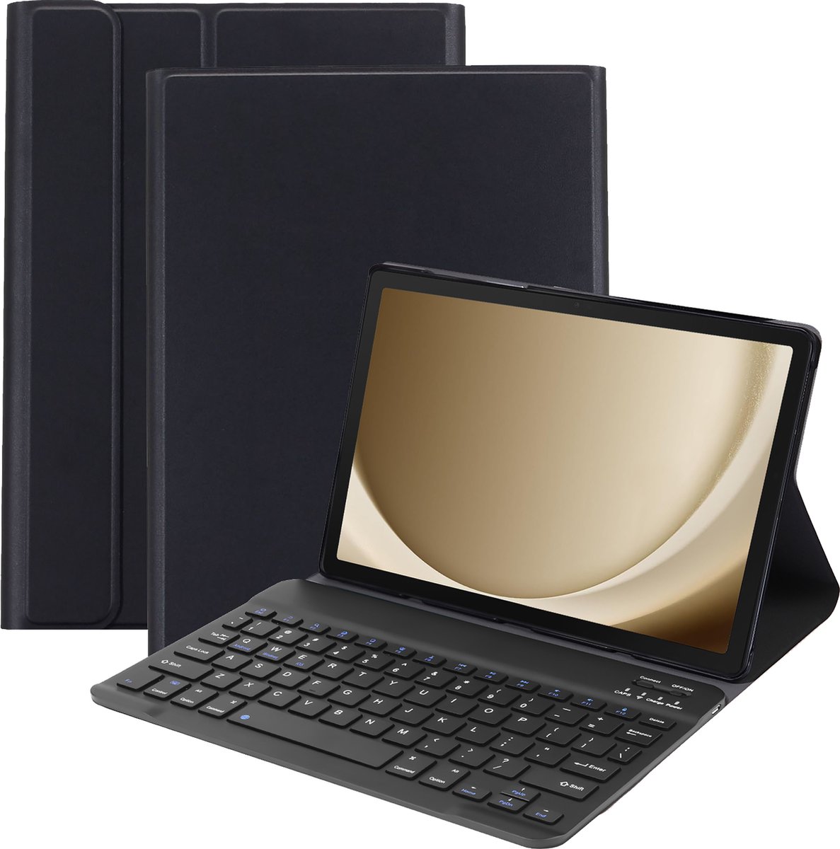 Cazy tablet Hoes met Toetsenbord geschikt voor Samsung Galaxy Tab A9 Plus - QWERTY Portuguese Bluetooth Keyboard Case - Zwart