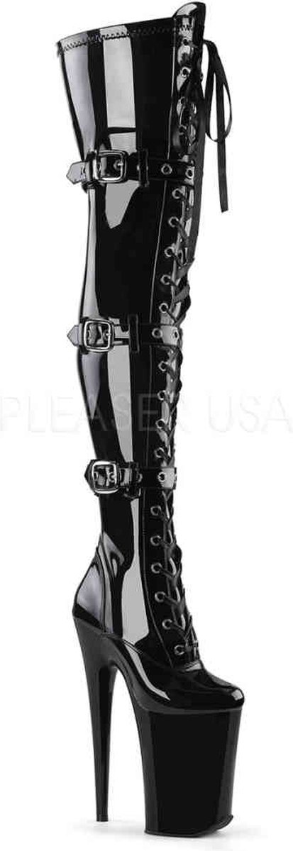 Pleaser INFINITY-3028 Plateau Overknee Laarzen 41 Shoes Zwart