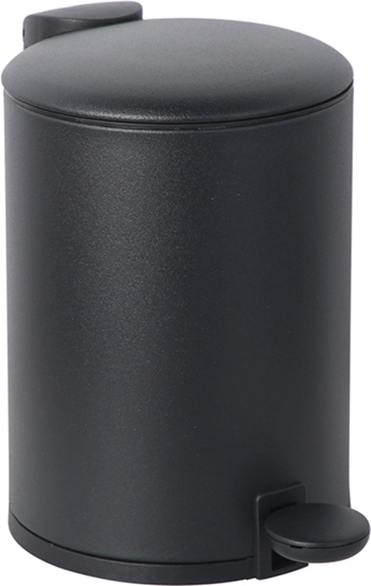 Goedkoopste PRACTO - Pedaalemmer - Zwart Mat 3L - Deksel Zwart