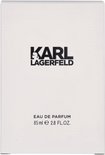 Boîte Karl Lagerfeld Eau de Parfum 85 ml. Logo noir sur boîte blanche.