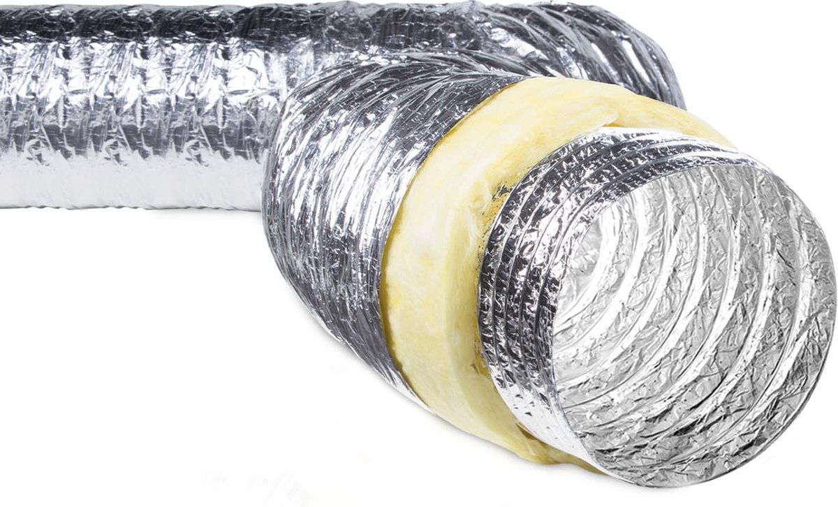 Akoestisch & thermisch geïsoleerde flexibele slang, aluminium Ø 127 mm - lengte 10m