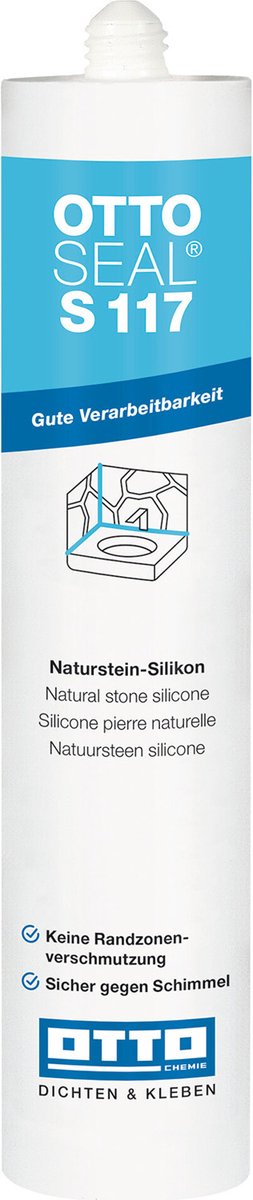 Ottoseal S117 natuursteensiliconenkit - 310 ml koker - transparant - UV-bestendig voor natuursteen