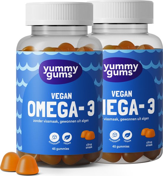 Yummygums • 2x Omega 3 gummies • Omega 3 vegan visolie alternatief met algen • 2x 45 gummies