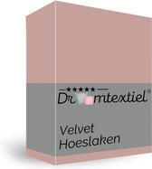 Droomtextiel Zachte Flanel Velvet Hoeslaken Oud Roze - 140x200 cm - Hoogwaardige Kwaliteit - Super Zacht