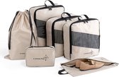 a sunny day Packing Cubes - Bagage Organizers - 6 delig - Backpack Organizer - Compression Cube - Packing Cubes met Compressierits - Beige