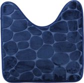Tendance Toiletmat/wc mat Pebble - microfiber - Memory Foam - donkerblauw - 45 x 50 cm - badkamer mat