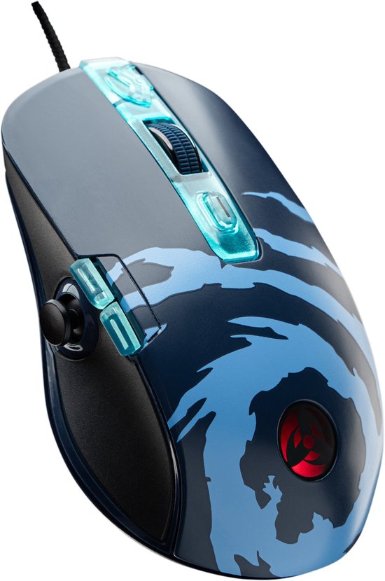 LEXIP Kakashi "Kamui" USB Gaming Muis - Exclusief Naruto Shippuden anime design - USB Kabel - Geschikt voor PC - Optisch 12000 DPI - Gepatenteerde keramische muisvoeten en duimjoystick - zwart, lichtblauw