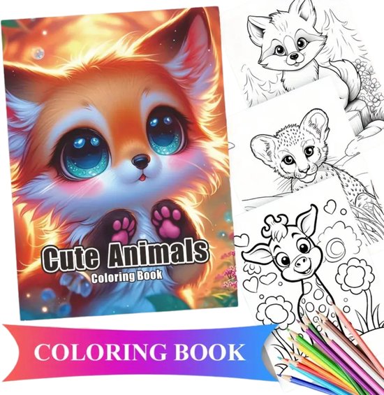 Kleurboek Babydieren – Babydieren Kleurplaten Kinderen – Schattige Dieren Kleurboek – Creatief Kinderen – 22 Kleurplaten – Dieren Tekenen – 20×27,5 cm – Kleurboek Cadeau Kinderen