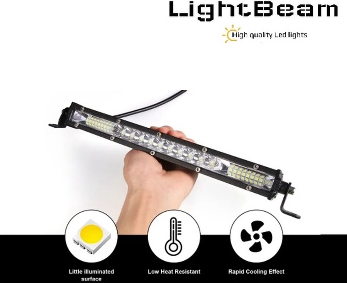Led Light bar werklamp UNIEK slank model 36 watt - verstralers - 30mm hoog 1600 effectieve lumens R10 gecertificeerd