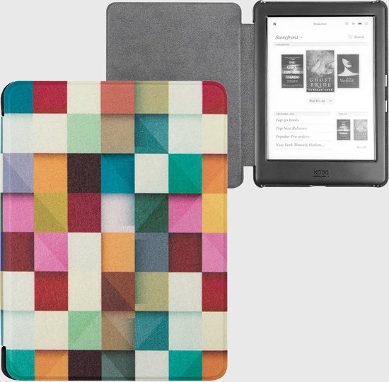 Lunso - Geschikt voor Kobo Glo / Glo HD / Touch 2.0 hoes (6 inch) - sleep cover - Blokken van Lunso — afbeelding 5